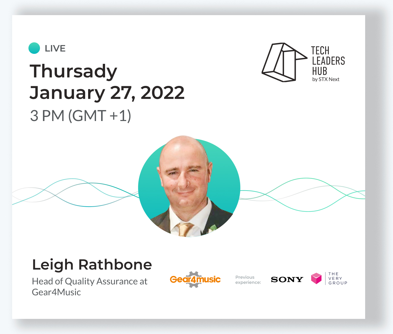 Next session banner - Tech Leaders Hub #14 with Leigh Rathbone